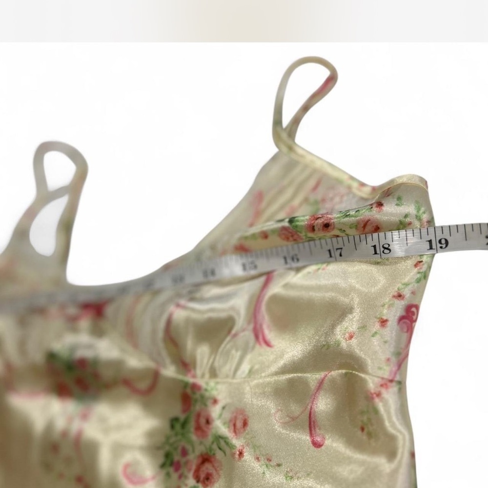 Y2K Fairy Satin Floral Slip Dress with Lace & Ribbon Details Size Large - Picture 6 of 6